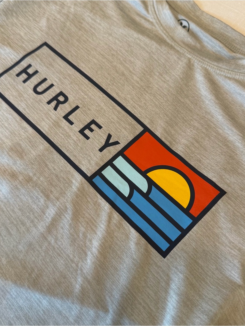 Hurley Light Gray Logo Tee with Black Print